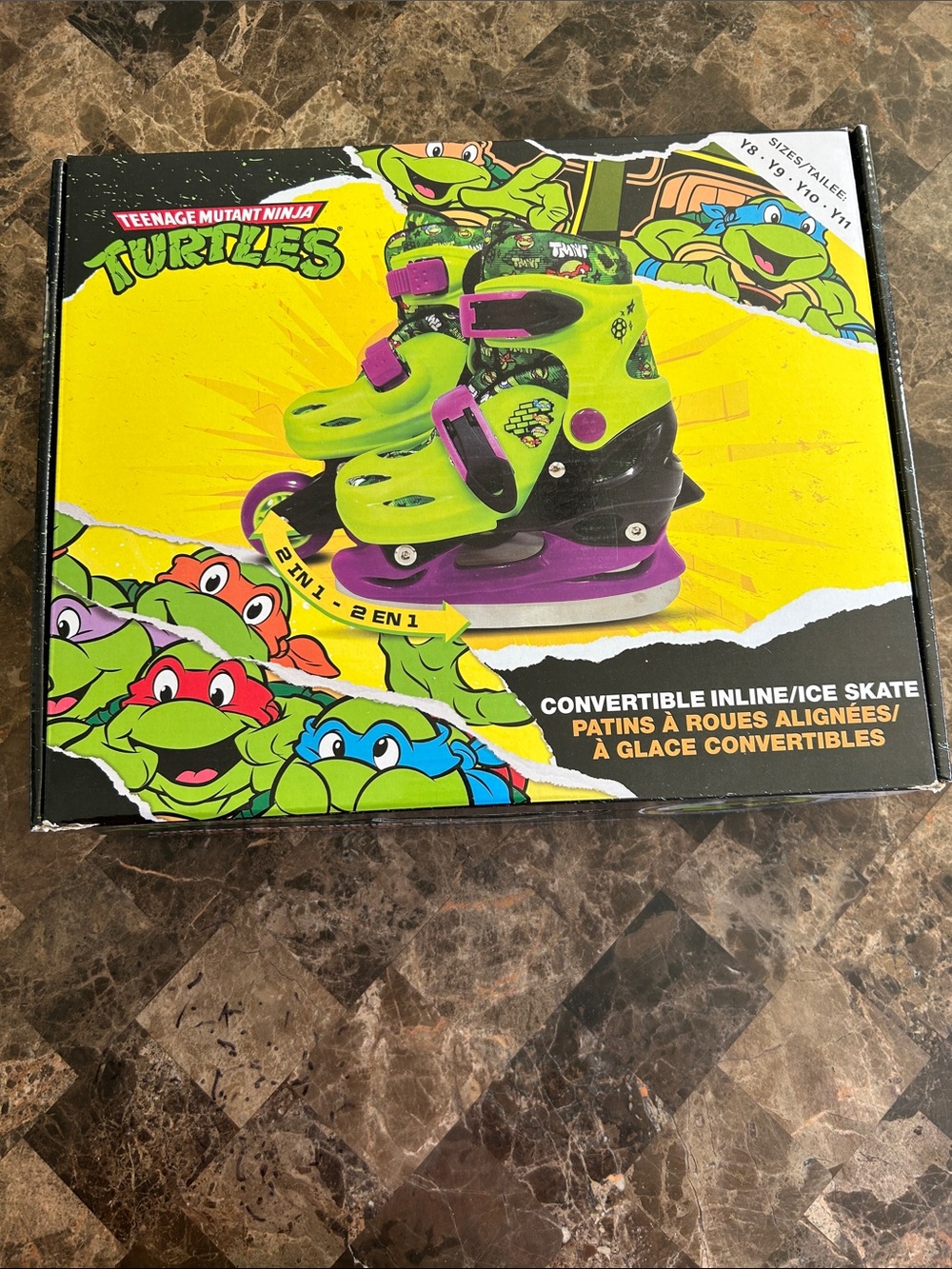 NEW 🆕 Kids Ninja Turtles Convertible Inline/Ice Skates - Adjustable Y8 to Y11